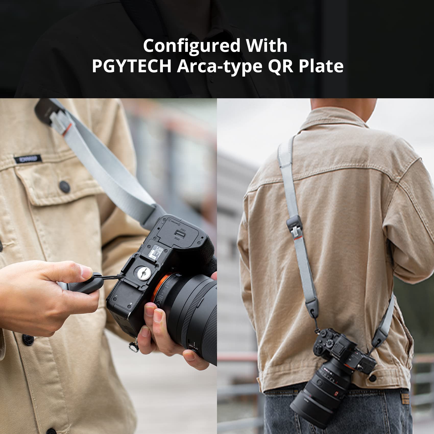 PGYTECH 2.1" Wide Camera Shoulder Strap with Quick Release Plate Wide Camera Neck Straps Long for Photographers Adjustable for DSLR SLR (Night Black)