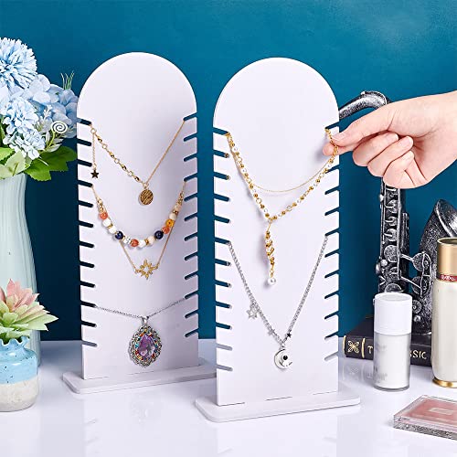 PH PandaHall Wood Necklace Display Stand, 12 Slots White Jewelry Holder Necklace Display Board Necklace Organizer Chain Storage Holder for Jewelry Display and Storage, 12.8 inch High