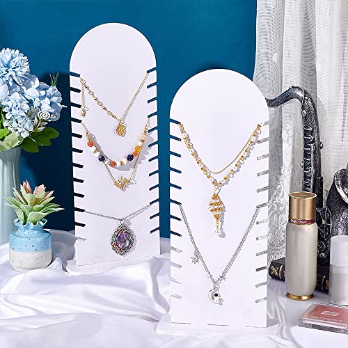 PH PandaHall Wood Necklace Display Stand, 12 Slots White Jewelry Holder Necklace Display Board Necklace Organizer Chain Storage Holder for Jewelry Display and Storage, 12.8 inch High