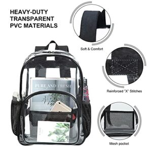 BORMELUN 16.6 inches Clear Bookbags Heavy-duty Large Backpack See Through Transparent Plastic Daypack Waterproof for Boy Girls Men Women Concert Stadium approved