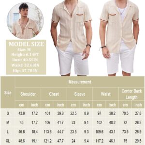 COOFANDY Knit Summer Shirts for Men Short Sleeve Button Down Polo Shirts with Pocket Green