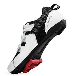 seeleqier unisex cycling shoes compatible with peleton women cycling shoes indoor cycling shoes for men pre-installed spd-sl cleat set outdoor cycle shoes pedal,blackwhite,38