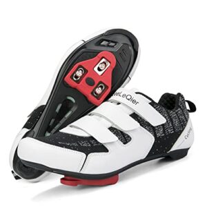 SeeLeQier Unisex Cycling Shoes Compatible with Peleton Women Cycling Shoes Indoor Cycling Shoes for Men Pre-Installed SPD-SL Cleat Set Outdoor Cycle Shoes Pedal,Blackwhite,38