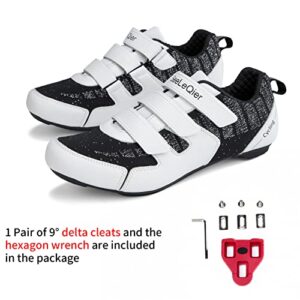 SeeLeQier Unisex Cycling Shoes Compatible with Peleton Women Cycling Shoes Indoor Cycling Shoes for Men Pre-Installed SPD-SL Cleat Set Outdoor Cycle Shoes Pedal,Blackwhite,38