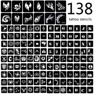 Betytattoo Temporary Tattoo Markers for Skin - Dual-End Tattoo Pens for Body & Face Art with 138 Tattoo Stencil Papers, 10 Pens Make Bold and Fine Lines, Cosmetic Quality(BETY2)