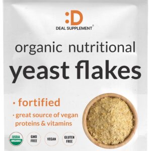 DEAL SUPPLEMENT Organic Fortified Nutritional Yeast Flakes, 2lbs – High Protein & Vitamin B Complex Source – Vegan Cheese Substitute for Baking, Cooking, & Seasoning – Dairy Free, Gluten Free