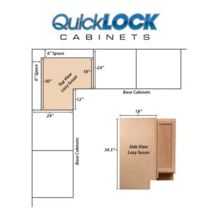 Quicklock RTA (Ready-to-Assemble) | Base Kitchen Cabinets - Shaker Style | Plywood Box Construction | Made in America (Raw Maple, 18" D x 30" W x 34.5" H Lazy Susan)