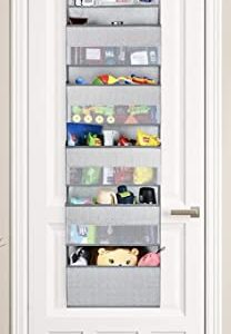 FOXX!E BABY Over the door organizer, Storage 6 Layer Door Hanging Organizer for Closet with 5 Large Pockets, side Pockets and 3 top PVC Pockets Light Grey