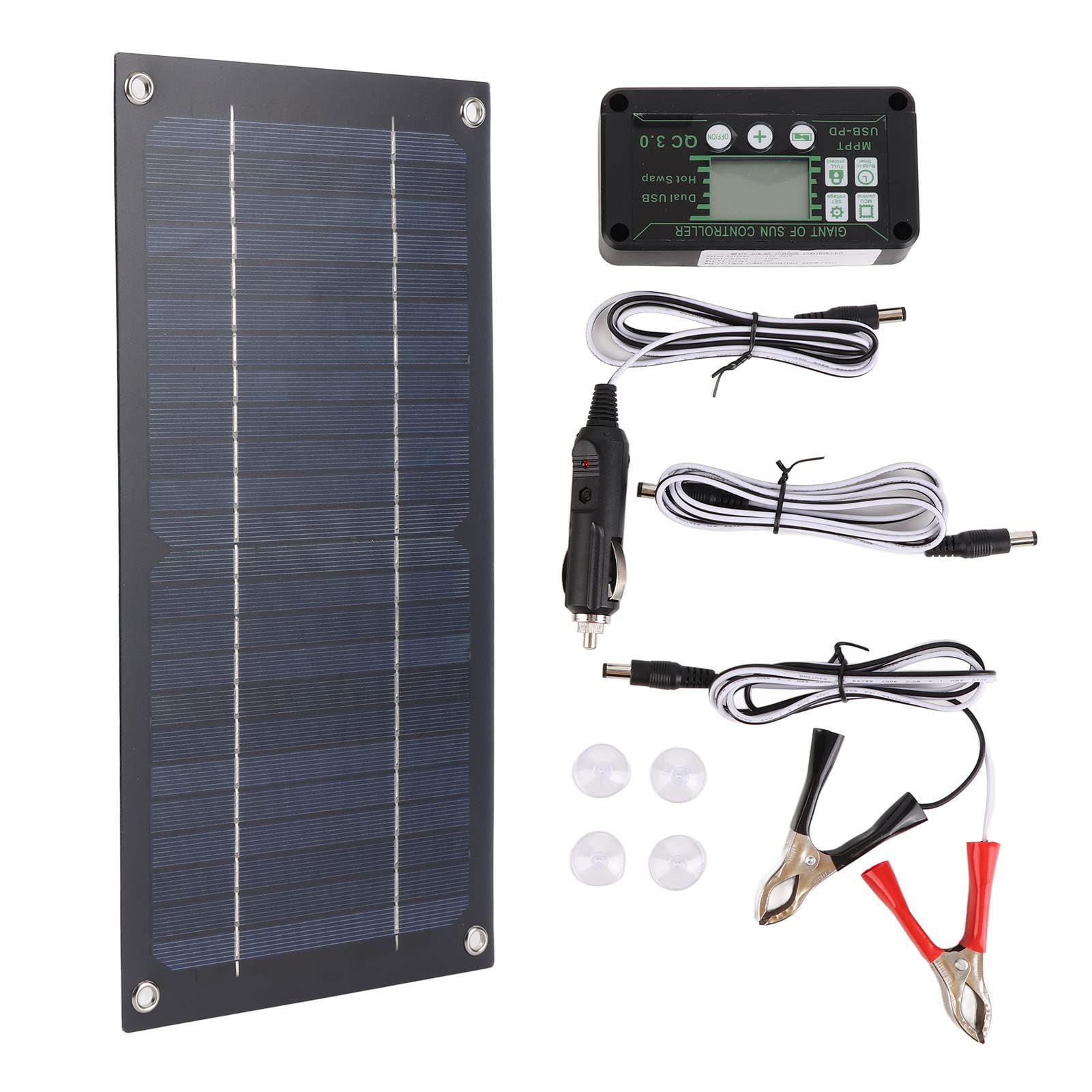 Solar Panel Kit, 600W Solar Panel Charger Monocrystalline Silicon 100A Charge Controller Solar Panel Kit with Extension Cable Battery Clip for RV Outdoor Camping