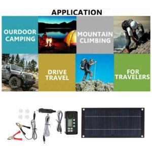 Solar Panel Kit, 600W Solar Panel Charger Monocrystalline Silicon 100A Charge Controller Solar Panel Kit with Extension Cable Battery Clip for RV Outdoor Camping