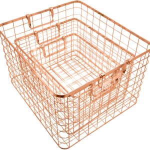 Set of 3 Nested Wire Basket Trays for Storage and Organizing (Rose Gold)