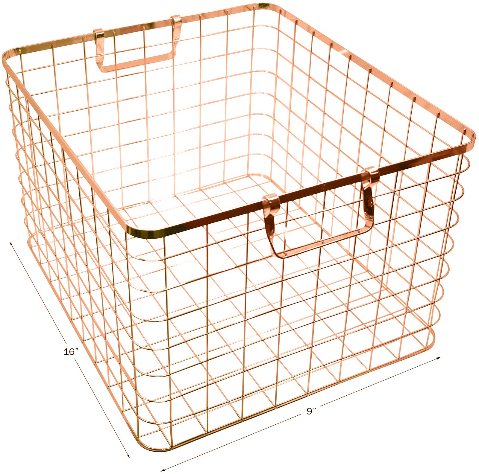 Set of 3 Nested Wire Basket Trays for Storage and Organizing (Rose Gold)