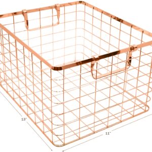 Set of 3 Nested Wire Basket Trays for Storage and Organizing (Rose Gold)