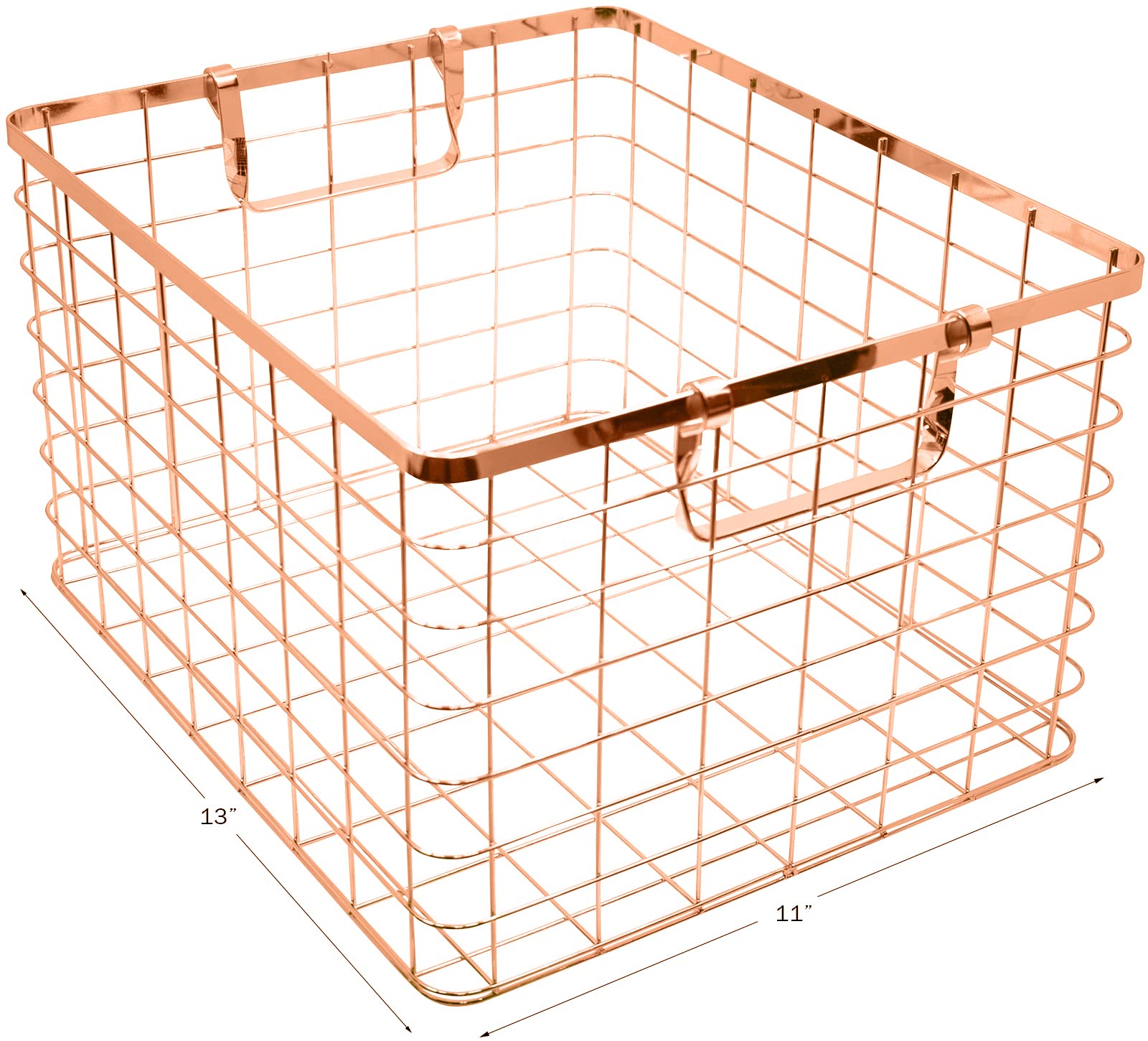 Set of 3 Nested Wire Basket Trays for Storage and Organizing (Rose Gold)