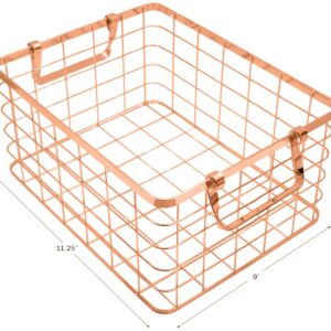 Set of 3 Nested Wire Basket Trays for Storage and Organizing (Rose Gold)