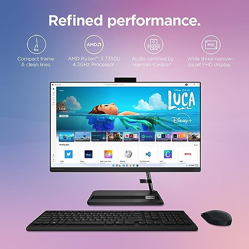 Lenovo IdeaCentre AIO 3 - (2023) - All in One Desktop Computer - 23.8" FHD - 720p HD Built in Camera - Windows 11-16GB Memory - 256GB Storage - AMD Ryzen 3 7330U - Mouse & Keyboard Included