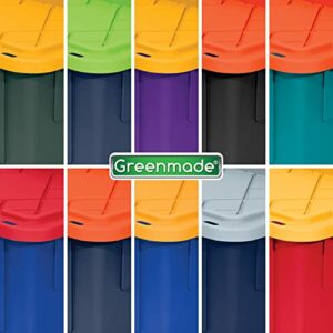 GREENMADE Extra Strong 27Gallon Plastic Storage Bin, Multi Color, 4 Pack. Heavy Duty Built With Snap Fit Lid. Factory Direct (Blue & Orange)