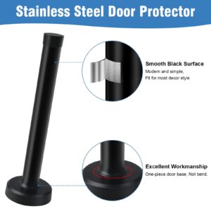 KOLAKO Door Stop, Long Door Stopper 10 Inch Wall Mounted Black Doorstops with Rubber Bumper Tip Baby Proof Extended Door Holder, Stainless Steel Extra Long Door Stops