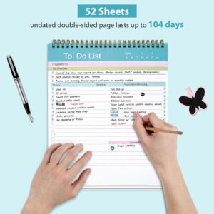 To Do List Notepad, Spiral Bound Undated Daily Planner, 52 Sheets 8.5" X 10.5" Tear Off Task Planning Pad with Checklist, For Work Office Home