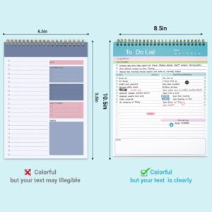 To Do List Notepad, Spiral Bound Undated Daily Planner, 52 Sheets 8.5" X 10.5" Tear Off Task Planning Pad with Checklist, For Work Office Home