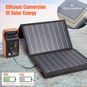 Takki 30W Solar Panel, Foldable Solar Panel Battery Charger Kit with USB DC Type-C Ports for Phones Laptop Portable Power Station Generator Camping Tent Home Off-Grid RV Outdoor, 10 Connectors