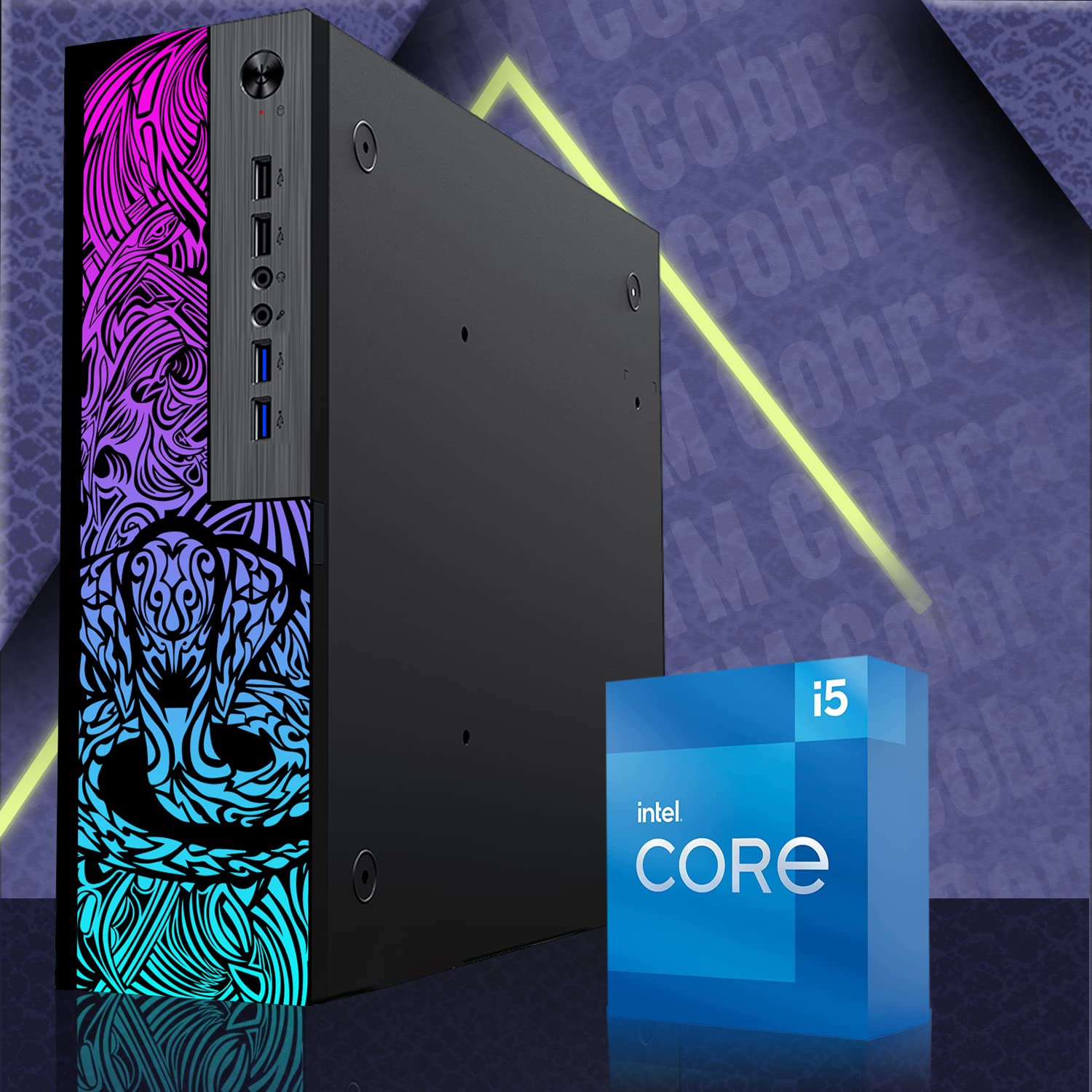 Gaming PC Computer, TechMagnet Cobra, Intel i5 12th Gen, GT 1030, 32GB RAM, 1TB SSD, 2TB HDD, 24 Inch LED Monitor, RGB Peripherals, Webcam, Win 11 Home (Renewed)