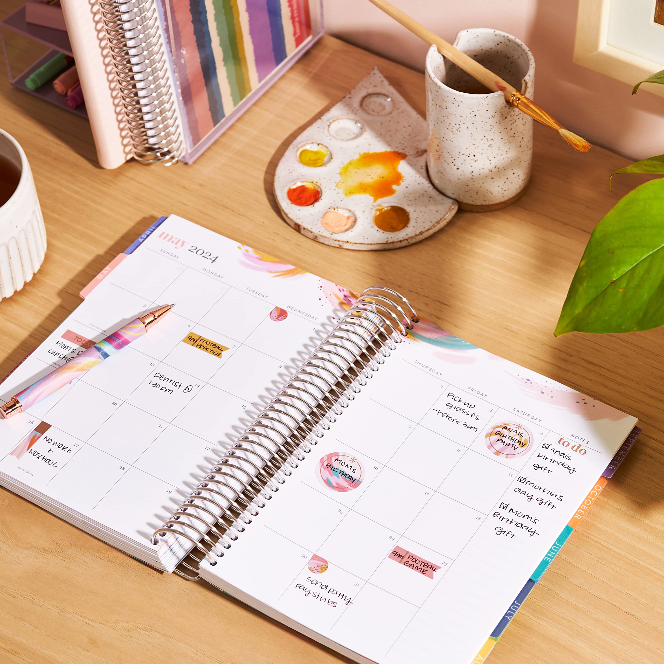 A5 Platinum Spiral Coiled Life Planner (July 2023 - June 2024) - 2023 Layers Colorful Classic Cover + Wildflowers Interior Pages. Horizontal Weekly & Monthly Agenda By Erin Condren