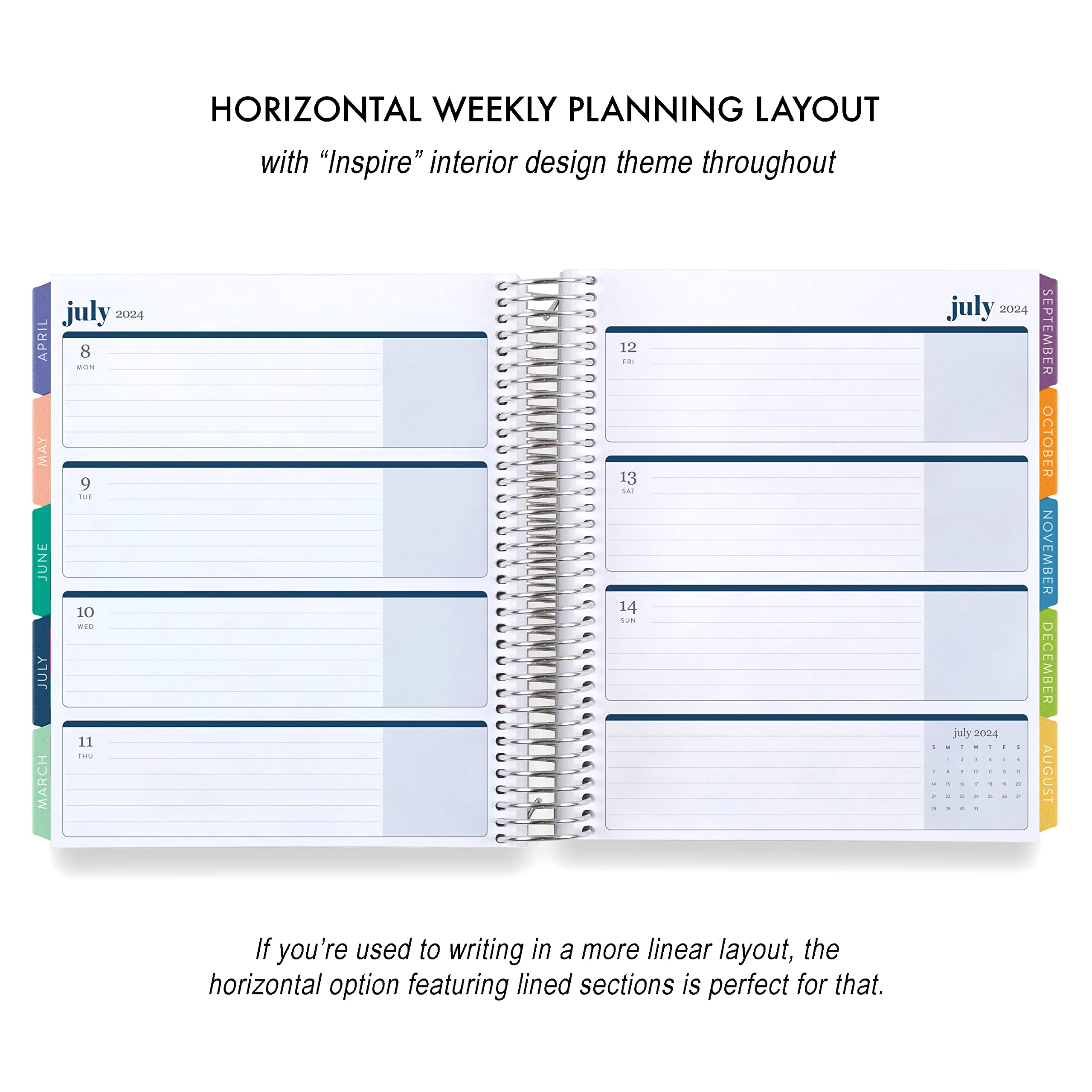 Set of Two - A5 Platinum Spiral Coiled Daily Life Planner Duo (July 2023 - June 2024) - Wildflowers Classic + Wildflowers Classic Covers. Wildflowers Interior Pages by Erin Condren