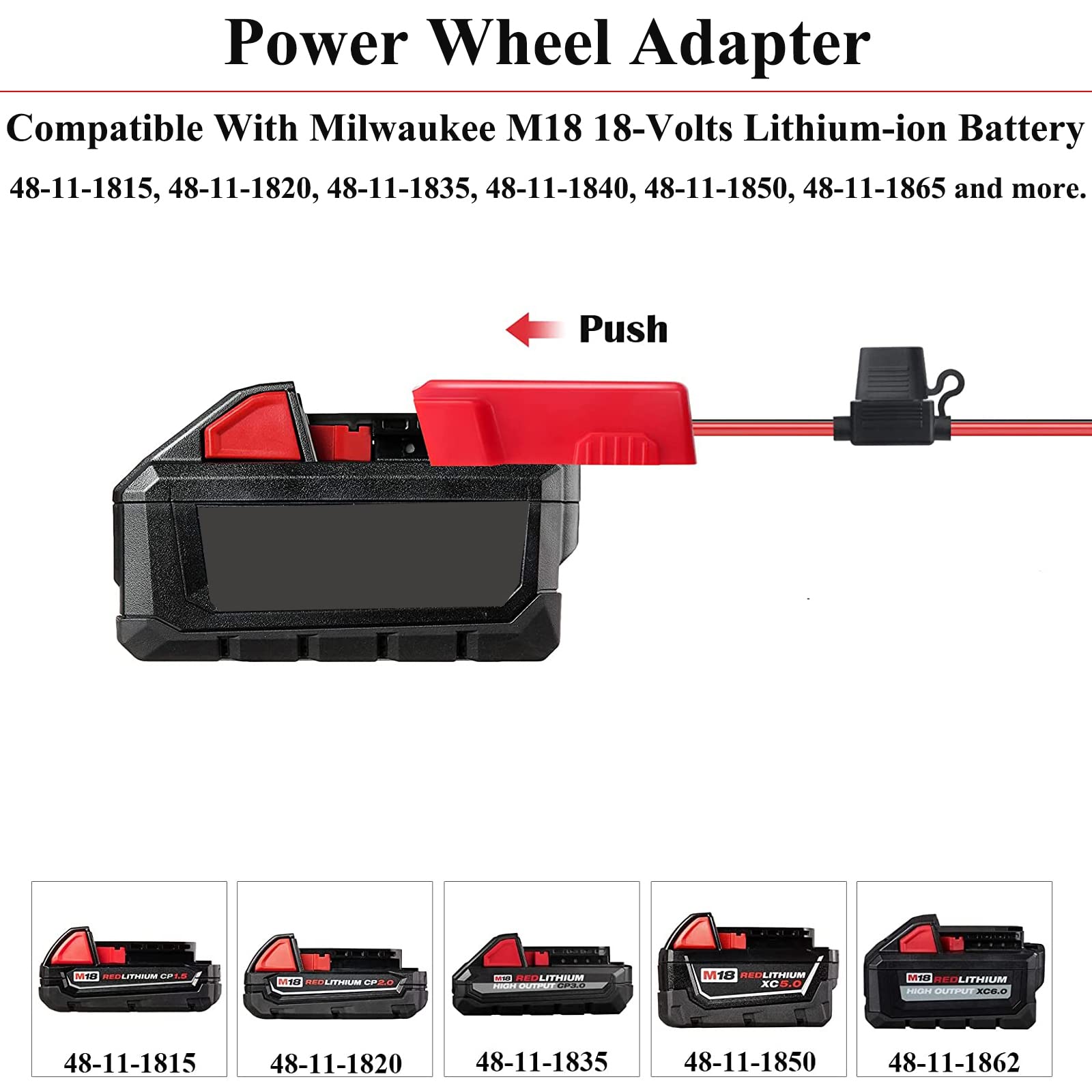 Power Wheels Adapter for Milwaukee Battery M18 18V Power Wheels Battery Conversion Kit with Fuse Holder and 3PCS 30Amp Fuses UIInosoo for DIY, RC Toys car Truck and Robotics