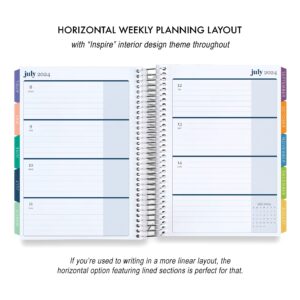 A5 Platinum Spiral Coiled Life Planner (July 2023 - June 2024) - 2023 Layers Colorful Classic Cover + Wildflowers Interior Pages. Horizontal Weekly & Monthly Agenda By Erin Condren