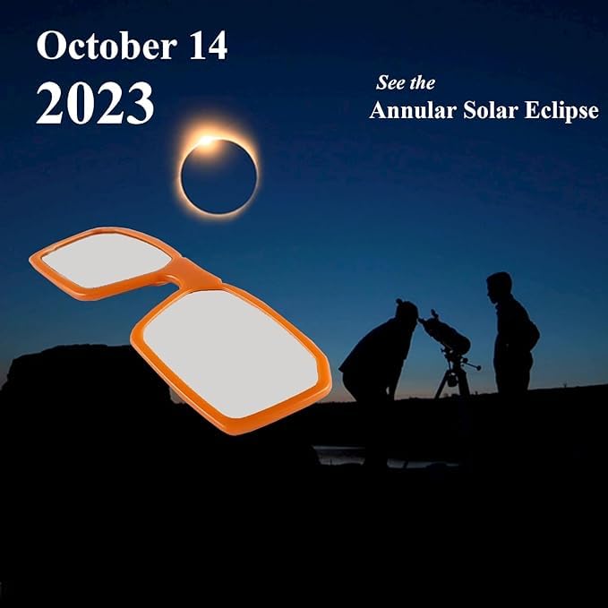 lip-on Frame Solar Eclipse Glasses Approved 2024, CE and ISO Certified Eclipse Shades for Direct Sun Viewing (Clip-on Orange)