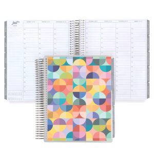 7" x 9" platinum spiral coiled life planner (july 2023 - june 2024) - abstract circles classic cover + canvas interior pages. hourly weekly & monthly agenda by erin condren