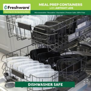 Freshware Meal Prep Containers [50 Pack] 1 Compartment with Lids, Food Storage Containers, Bento Box, BPA Free, Stackable, Microwave/Dishwasher/Freezer Safe (28 oz)