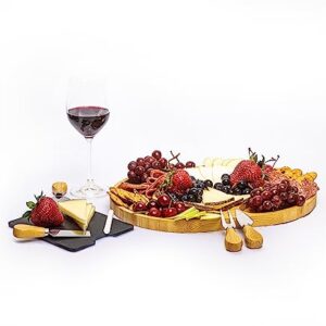 Taoware Bamboo Serving Platter with Cheese Knives for Charcuterie Board Premium Cheese Board for Housewarming Gift Practical Trays for Serving Food