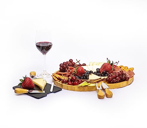 Taoware Bamboo Serving Platter with Cheese Knives for Charcuterie Board Premium Cheese Board for Housewarming Gift Practical Trays for Serving Food