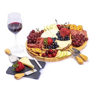 Taoware Bamboo Serving Platter with Cheese Knives for Charcuterie Board Premium Cheese Board for Housewarming Gift Practical Trays for Serving Food