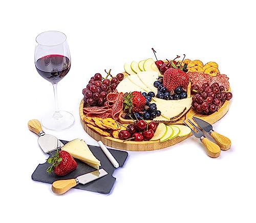 Taoware Bamboo Serving Platter with Cheese Knives for Charcuterie Board Premium Cheese Board for Housewarming Gift Practical Trays for Serving Food