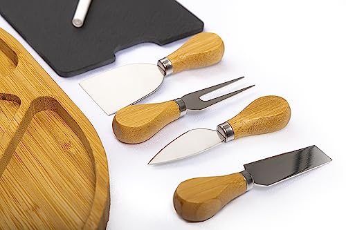 Taoware Bamboo Serving Platter with Cheese Knives for Charcuterie Board Premium Cheese Board for Housewarming Gift Practical Trays for Serving Food