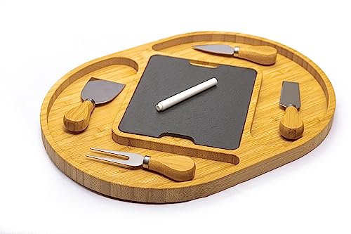 Taoware Bamboo Serving Platter with Cheese Knives for Charcuterie Board Premium Cheese Board for Housewarming Gift Practical Trays for Serving Food