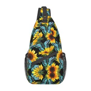 jshxjbwr sunflower sling backpack crossbody shoulder bags for men women beautiful sunflowers casual adjustable daypacks chest bag for hiking travel cycling