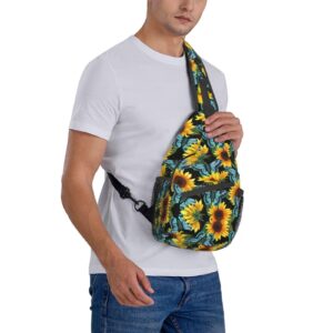 JSHXJBWR Sunflower Sling Backpack Crossbody Shoulder Bags For Men Women Beautiful Sunflowers Casual Adjustable Daypacks Chest Bag For Hiking Travel Cycling