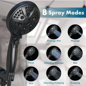 Filtered Shower Head with Handheld,Twinkle Star High Pressure 10 Mode Detachable Showerhead Built-in Power Wash with ON/OFF Pause Switch,15 Stage Water Softener Filters for Hard Water Remove Chlorine