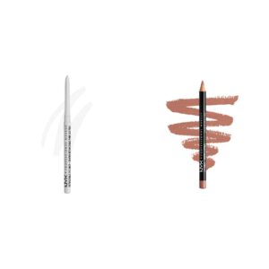 nyx professional makeup mechanical eyeliner pencil, white and slim lip pencil, long-lasting creamy lip liner - peakaboo neutral