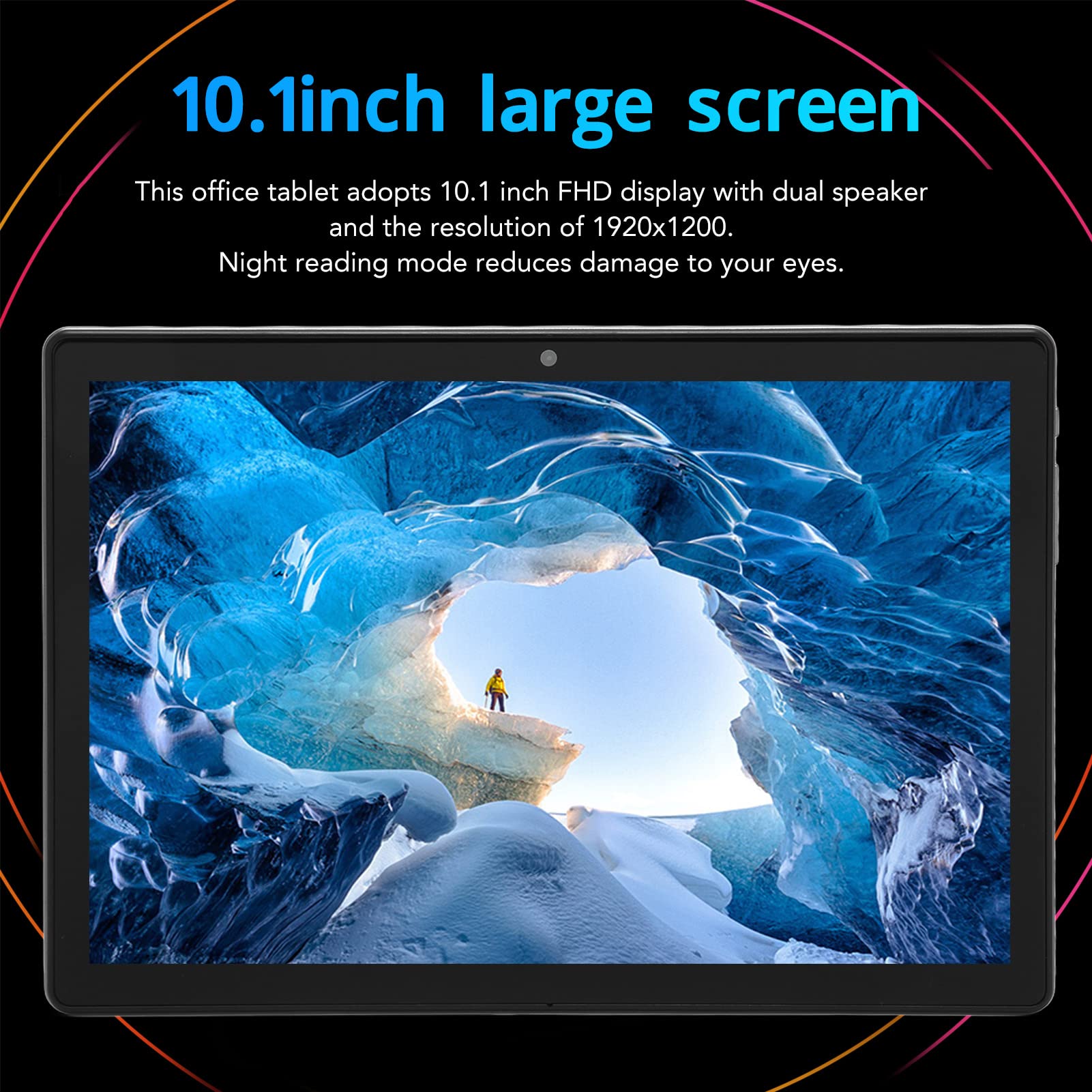 aqxreight Office Tablet HD IPS Gaming Tablet Dual Camera Quad Core 10.1 Inch 6000 MAh for Travel (Iron Gray)