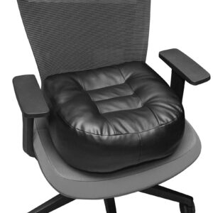 youfi leather seat cushion extra-thick booster - perfect for office chair to rise height - full filling for support - with breathable cover, handle and buckle - relieves back pain – 18"x16"x6"