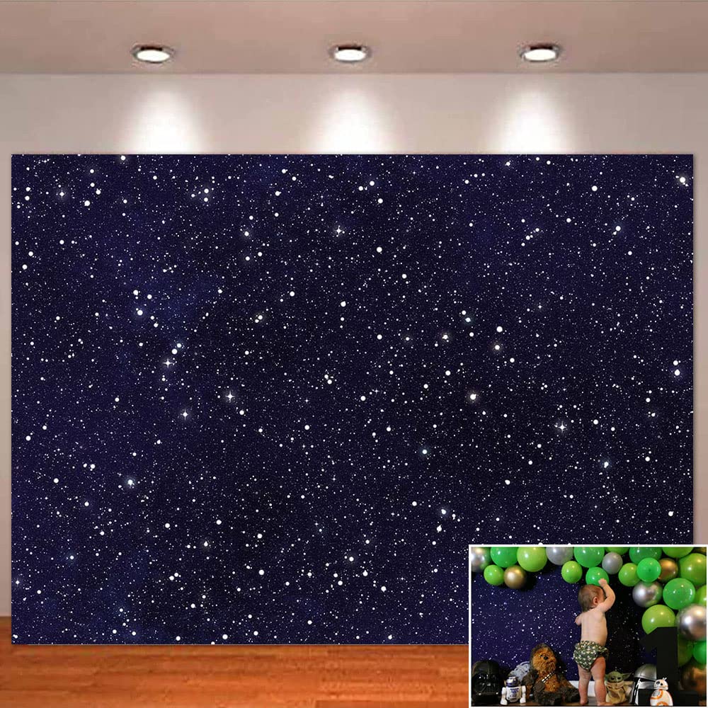 Yongqian Night Sky Star Outer Space Backdrops Universe Space Theme Starry Photography Backdrop Galaxy Stars 7x5ft Children Boy 1st Birthday Party Photo Background Newborn Banner Photo Studio Booth