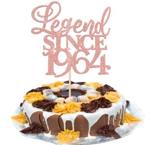 rsstarxi 1 pack glitter legend since 1964 cake topper sixty cheers to 60 years old cake pick for funny 60 happy 60th birthday wedding anniversary party cake decorations rose gold