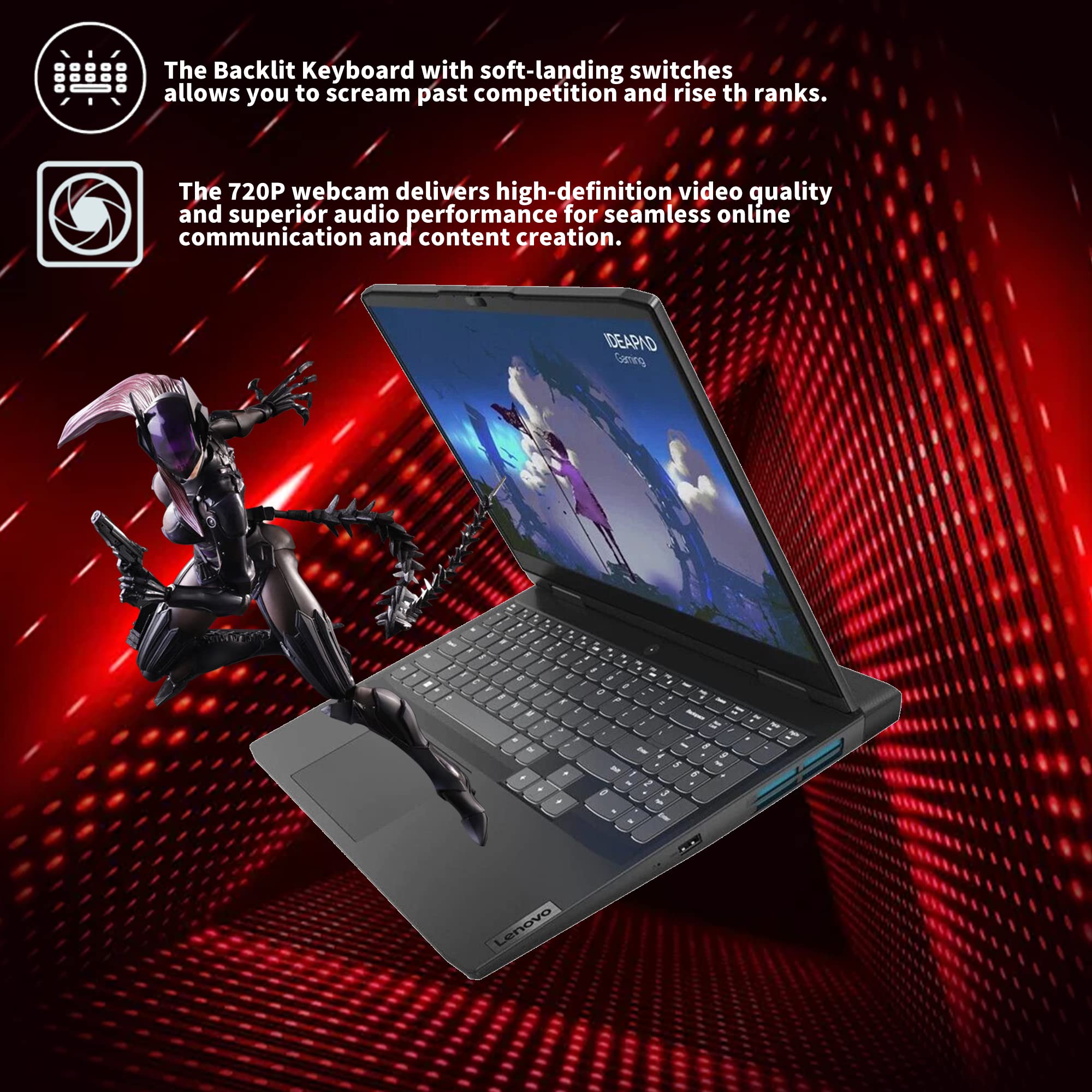 LENOVO IdeaPad Gaming 3i 15.6" FHD 120Hz Laptop, 12th Gen Intel Core i7-12700H, 32GB RAM, 1TB PCIe SSD, Backlit Keyboard, NVIDIA GeForce RTX 3050Ti, Win 11 Pro, Gray, 32GB Hotface USB Card
