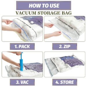 Vacuum Storage Bags, 6 Jumbo Space Saver Vacuum Seal Sealer Bags with Pump for Clothes, Comforters, Blankets (6J)