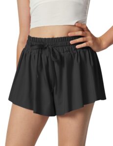 ewedoos 2 in 1 flowy shorts girls butterfly athletic shorts size 10-12 cute preppy trendy shorts skirt for teen girls black